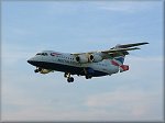 A BA 146 Jet - Wheels down for landing into Ronaldsway Airport.