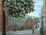 The entrance pillars to Douglas Steam Railway Station.