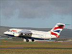 A BAE 146 Jet departs Ronaldsway Airport - (12/1/05)